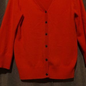 Orange cashmere cardigan Neiman Marcus Cashmere
